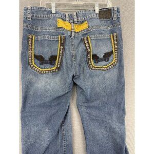 Circle Of Life Jeans Mens 38x28 Denim Pants Grunge Y2K Wide Leg Baggy